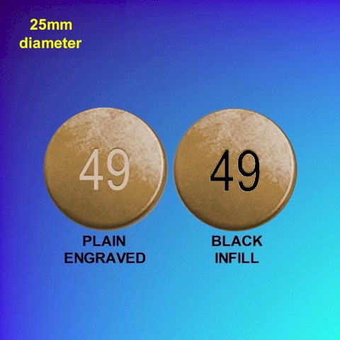 Brass Numbered Discs No Holes - 25mm