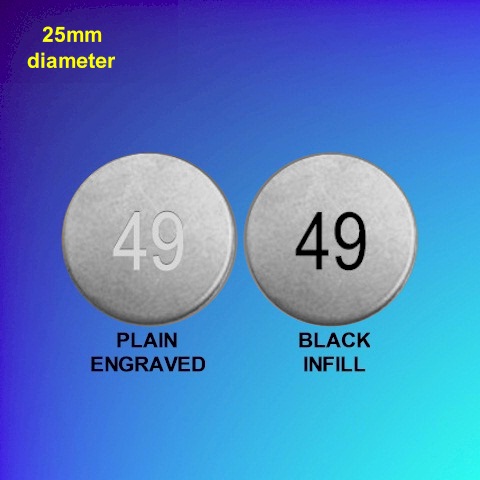 Polished Steel Numbered Discs No Holes - 25mm