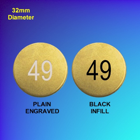 Brass Numbered Discs No Holes - 32mm