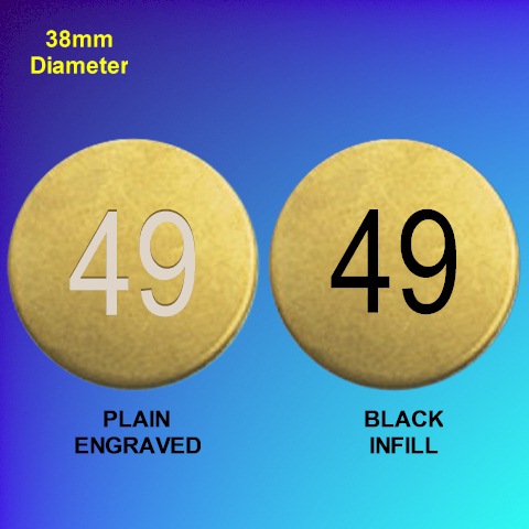 Brass Numbered Discs No Holes - 38mm