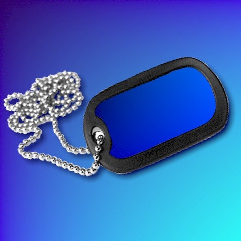 Aluminium Dog Tag With Chain And Silencer - Dark Blue