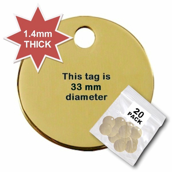 Blank Brass Tags (20-pack) 32mm - 1.4mm thick