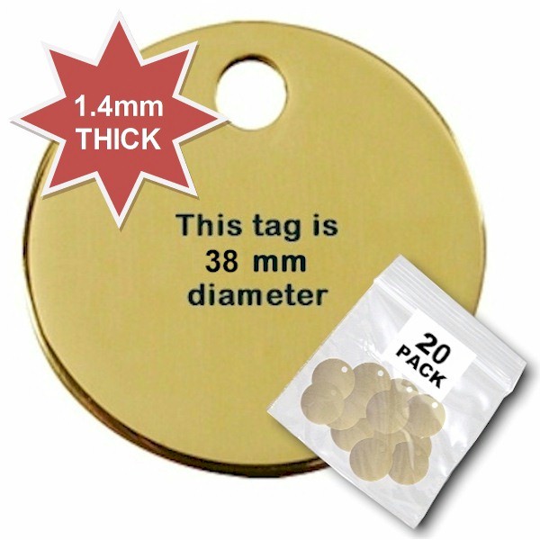 Blank Brass Tags (20-pack) 38mm - 1.4mm thick