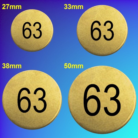 Brass Numbered Discs No Holes - Extra Thick