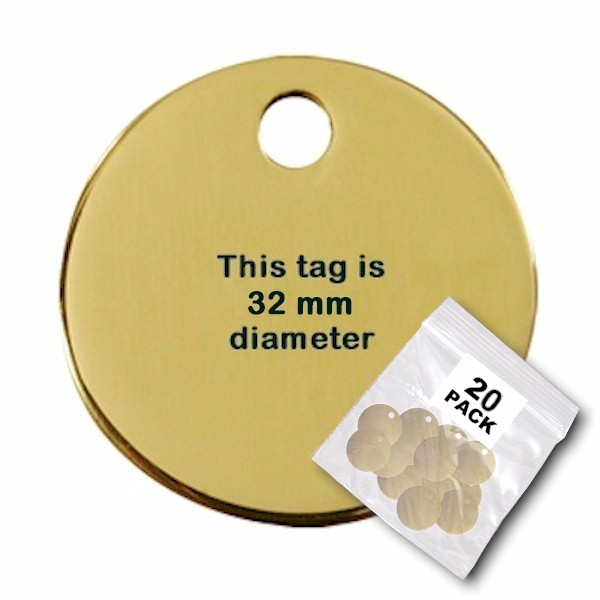 Blank Brass Tags (20-pack) 32mm