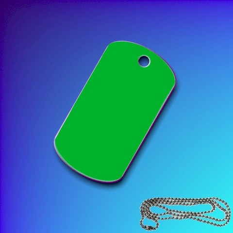 Aluminium Rectangular Dog Tag - Green