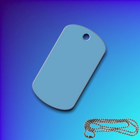 Aluminium Rectangular Dog Tag - Light Blue