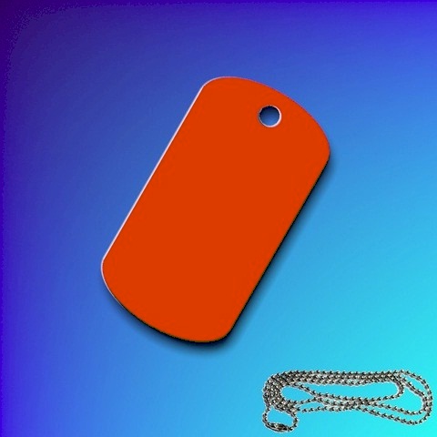 Aluminium Rectangular Dog Tag - Orange