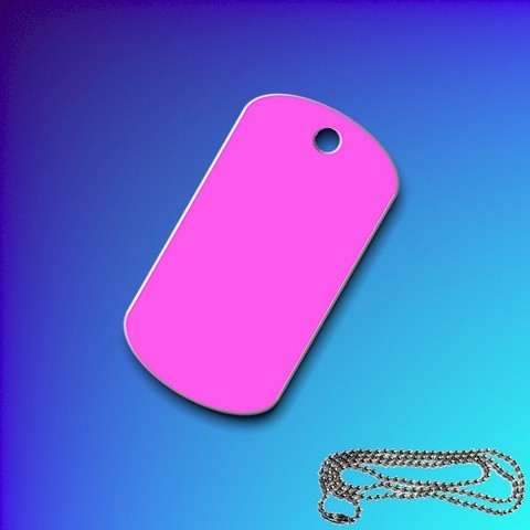 Aluminium Rectangular Dog Tag - Pink