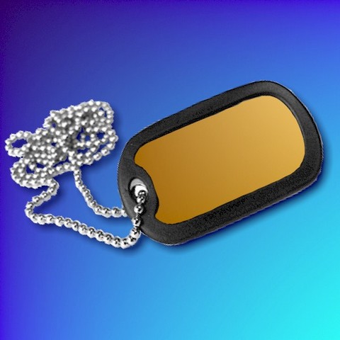 Aluminium Dog Tag With Chain And Silencer - Gold