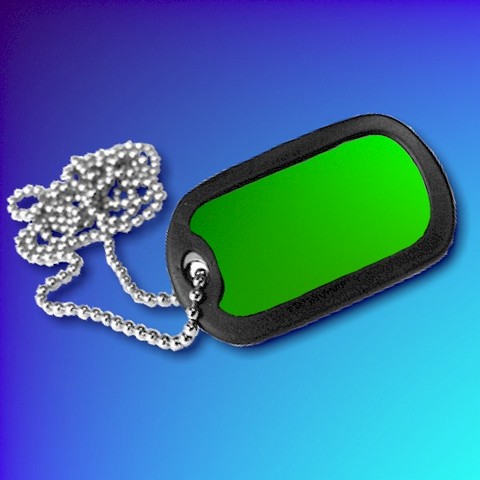 Aluminium Dog Tag With Chain And Silencer - Green