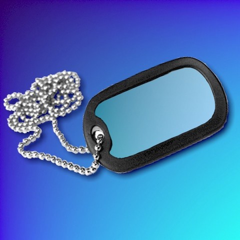 Aluminium Dog Tag With Chain And Silencer - Light Blue