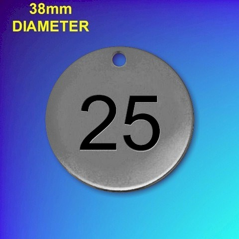 Numbered Stainless Steel Tags With Black - 38mm