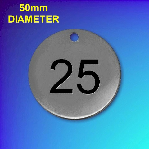 Numbered Stainless Steel Tags With Black - 50mm