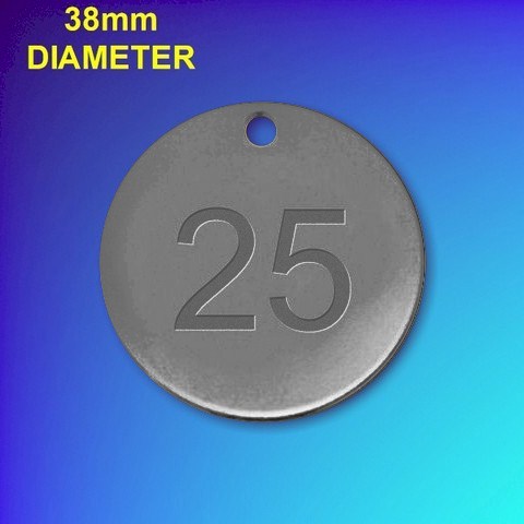 Numbered Stainless Steel Tags - 38mm