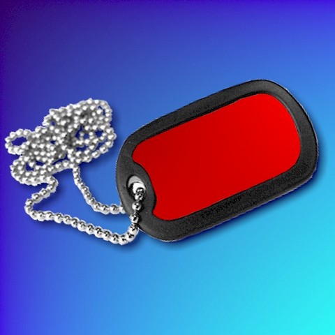 Aluminium Dog Tag With Chain And Silencer - Red
