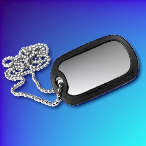 Aluminium Dog Tag With Chain And Silencer - Silver