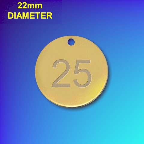 Numbered Basic Brass Tags - 22mm