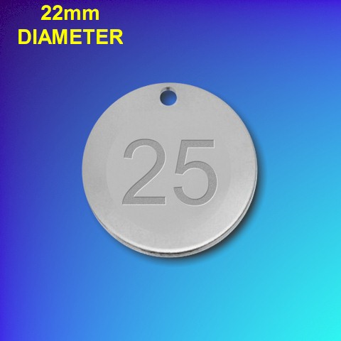 Numbered Basic Nickel Tags - 22mm