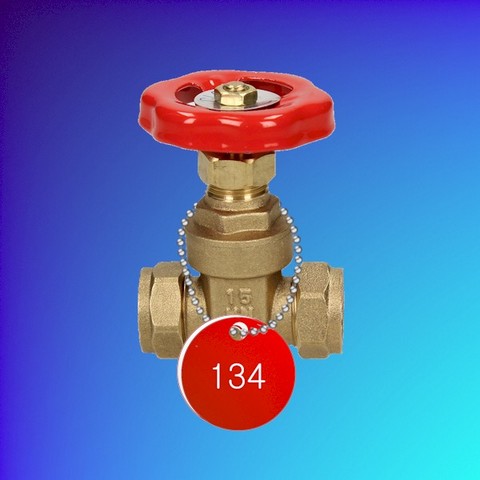 Plastic Valve Tag - Red - White Numbers